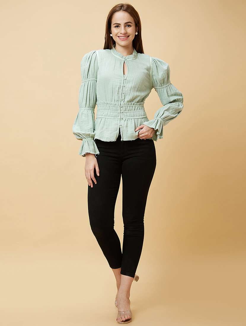 green solid regular top - 20485875 - Standard Image - 5
