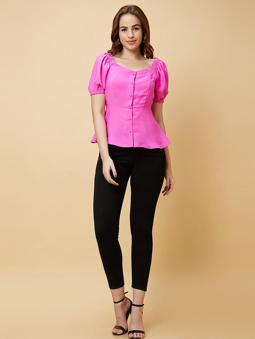 pink solid regular top - 20485878 - Standard Image - 5