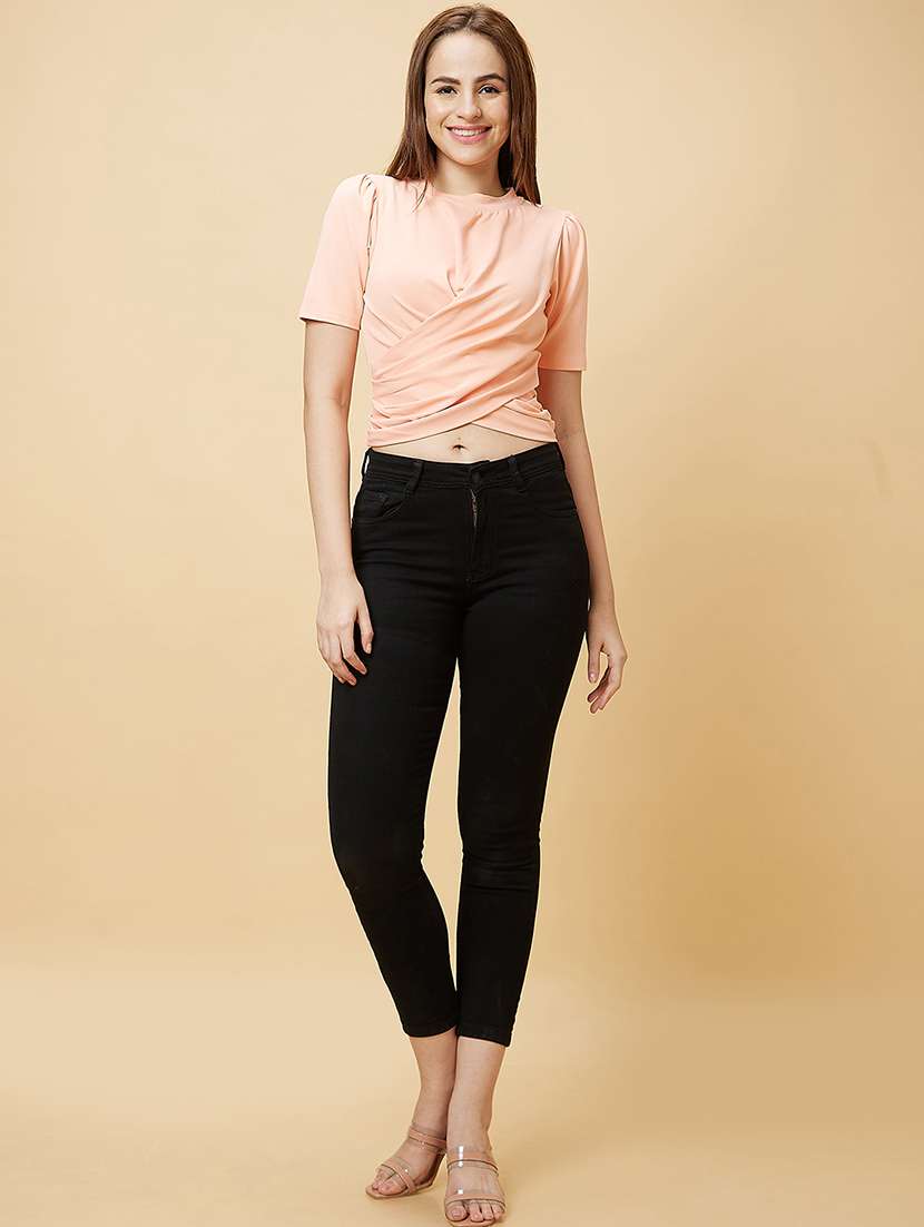 peach solid regular top - 20485886 - Standard Image - 5