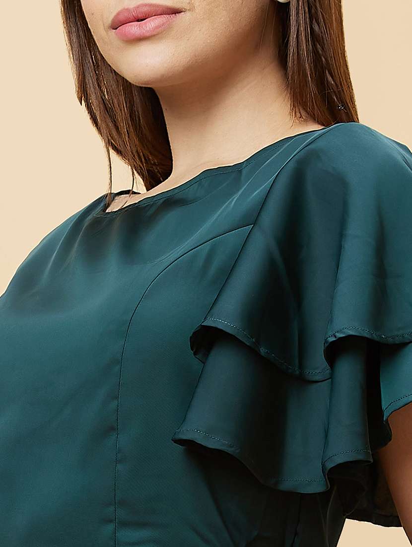 bottle green solid crop top - 20485888 -  Standard Image - 5