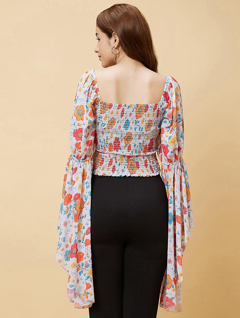 white floral printed regular top - 20485897 - Standard Image - 3