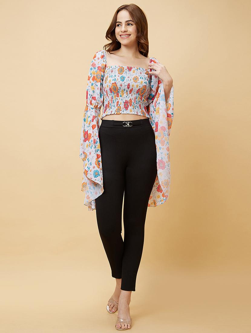 white floral printed regular top - 20485897 - Standard Image - 5