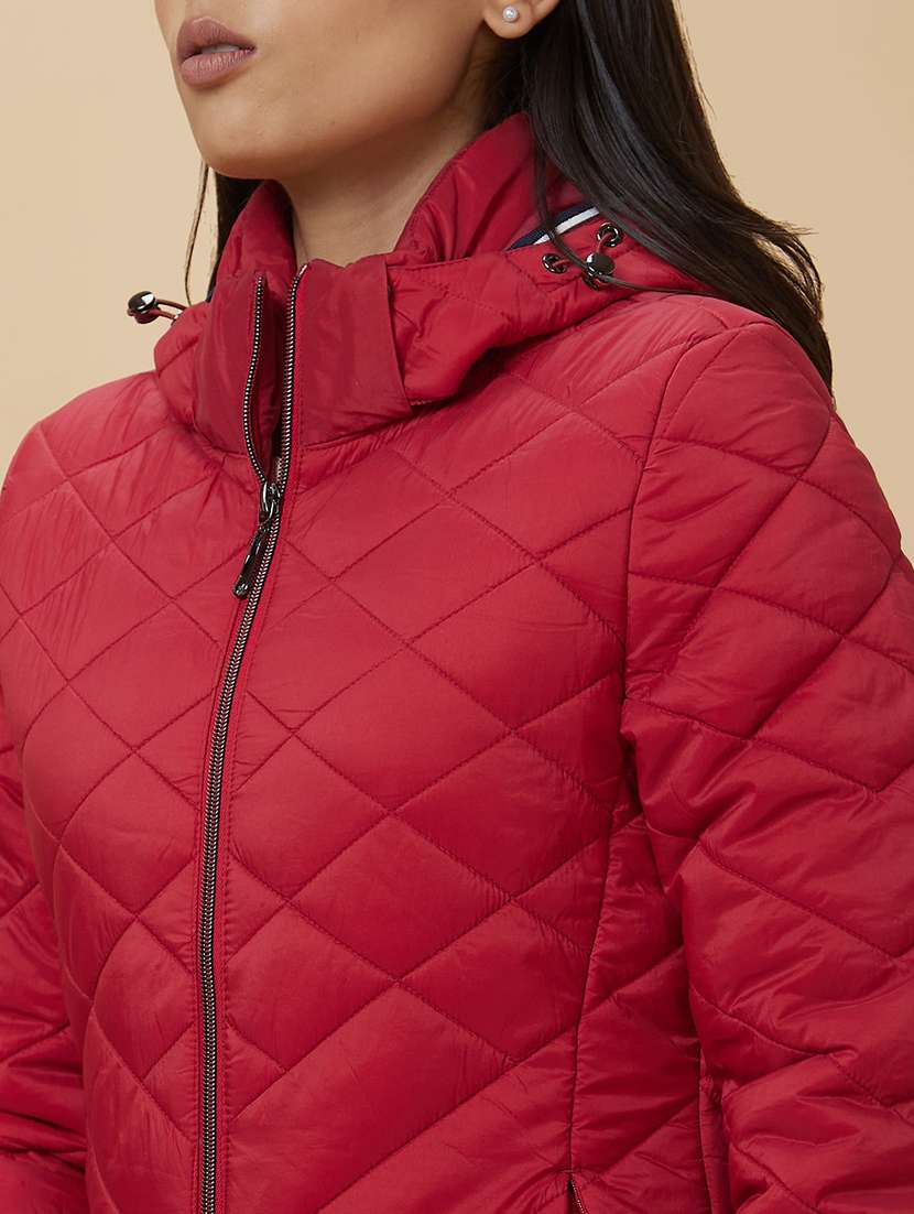 women's solid quilted jacket with hoodie - 20485937 - Standard Image - 5