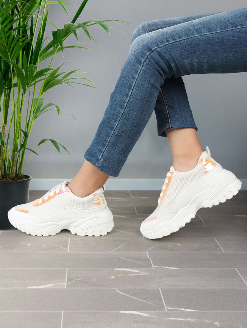 women color block white lace-up sneaker - 20485969 -  Standard Image - 3