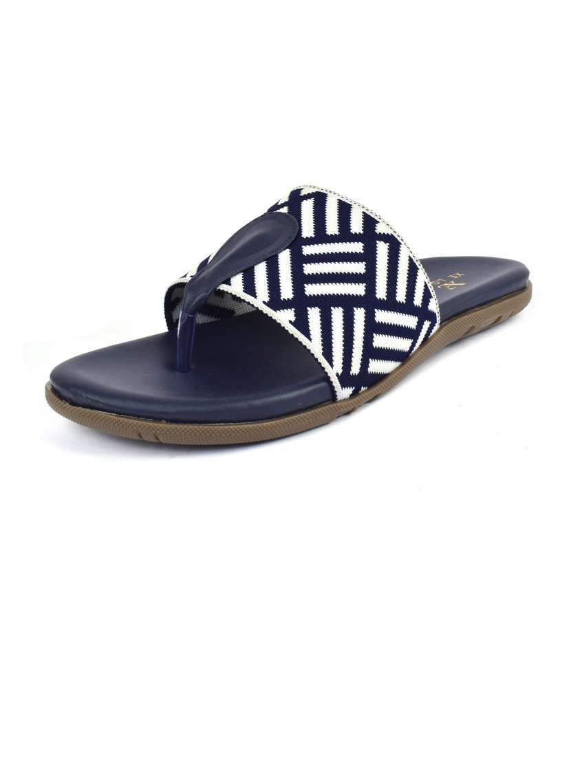women self designed navy blue slip on flat sandal - 20486022 - Zoom Image - 0