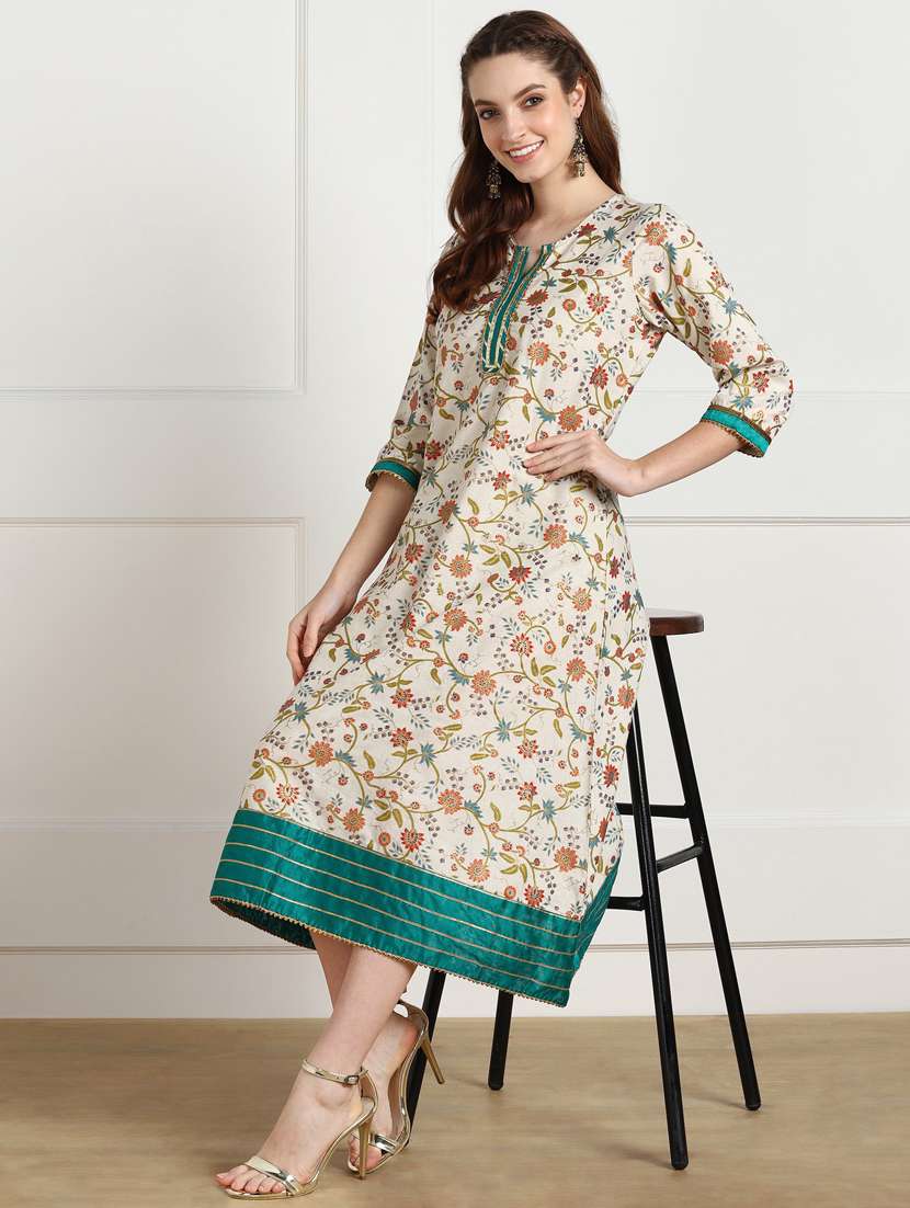 women foil printed a-line ethnic dress - 20486238 - Standard Image - 3