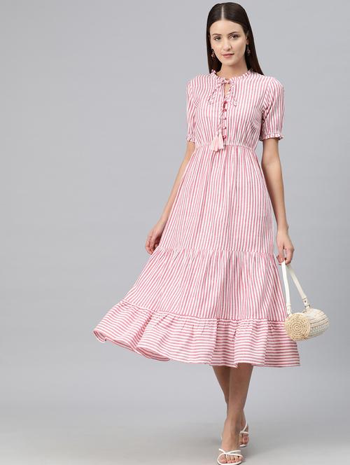 red stripes tiered dress - 20486537 - Standard Image - 0