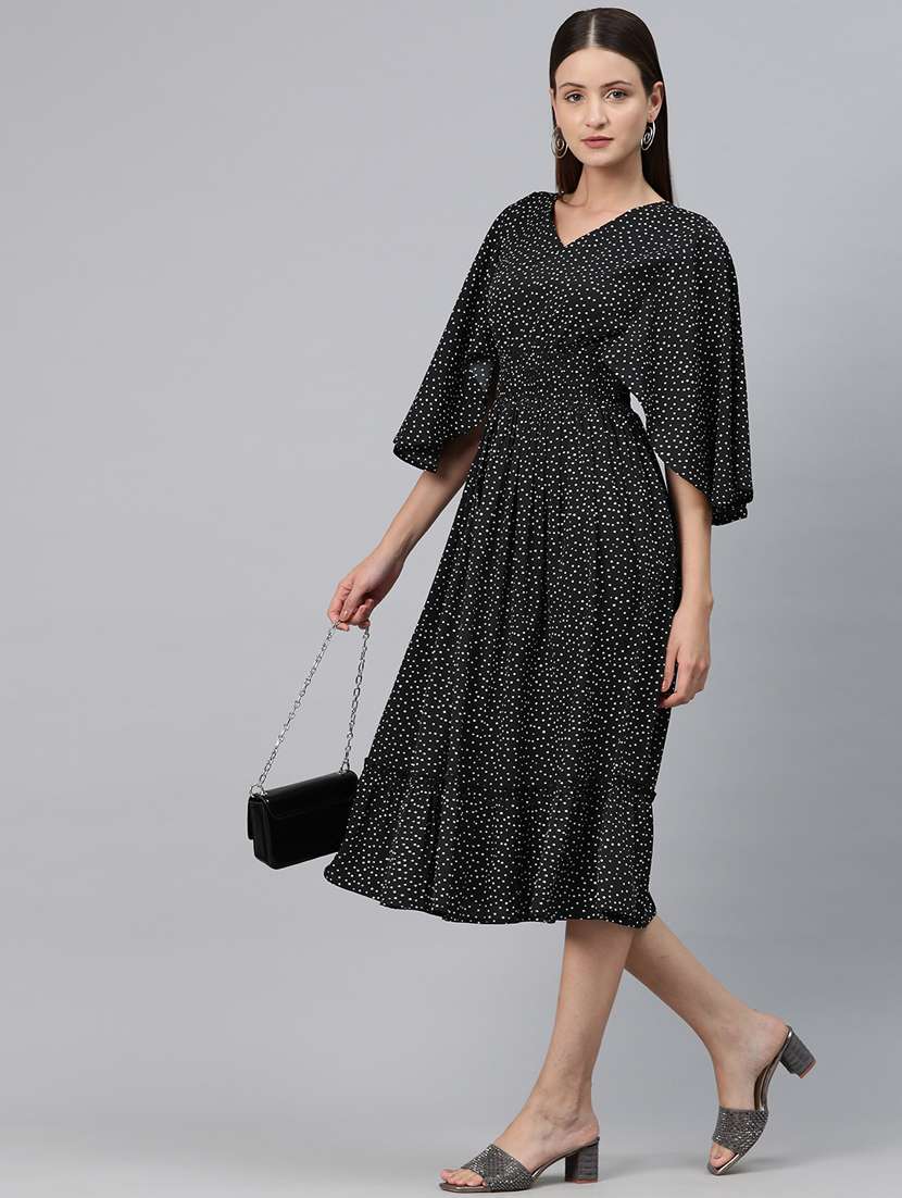 Black Polka Dots Fit & Flare Dress