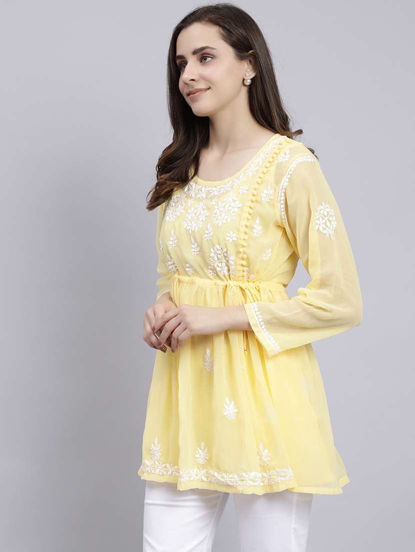 women round neck chikankari kurti