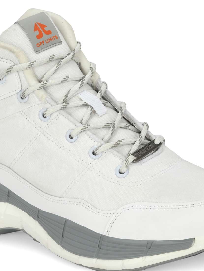 men solid white ankle length lace up shoe