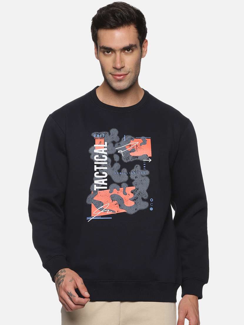 men chest print fleece sweatshirt - 20487183 - Zoom Image - 0