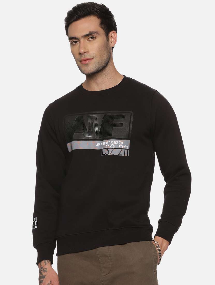 men chest print fleece sweatshirt - 20487184 -  Zoom Image - 0