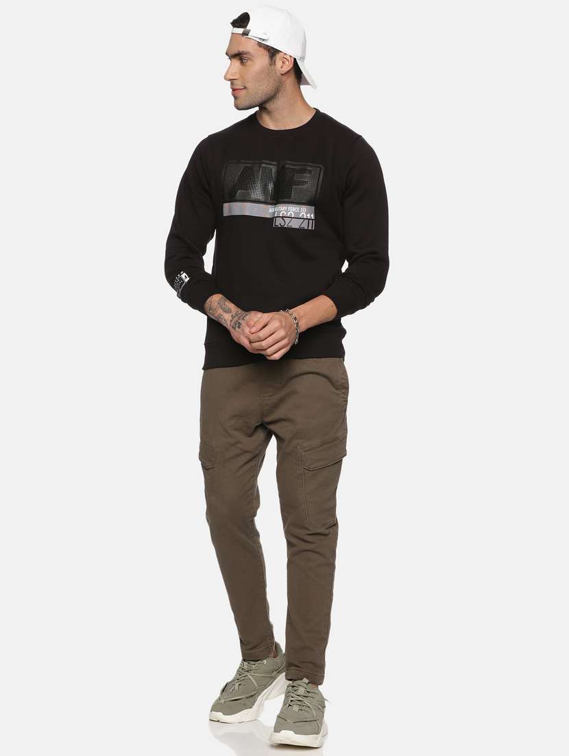 men chest print fleece sweatshirt - 20487184 - Standard Image - 3