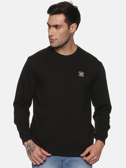 black solid fleece sweatshirt - 20487193 -  Standard Image - 0