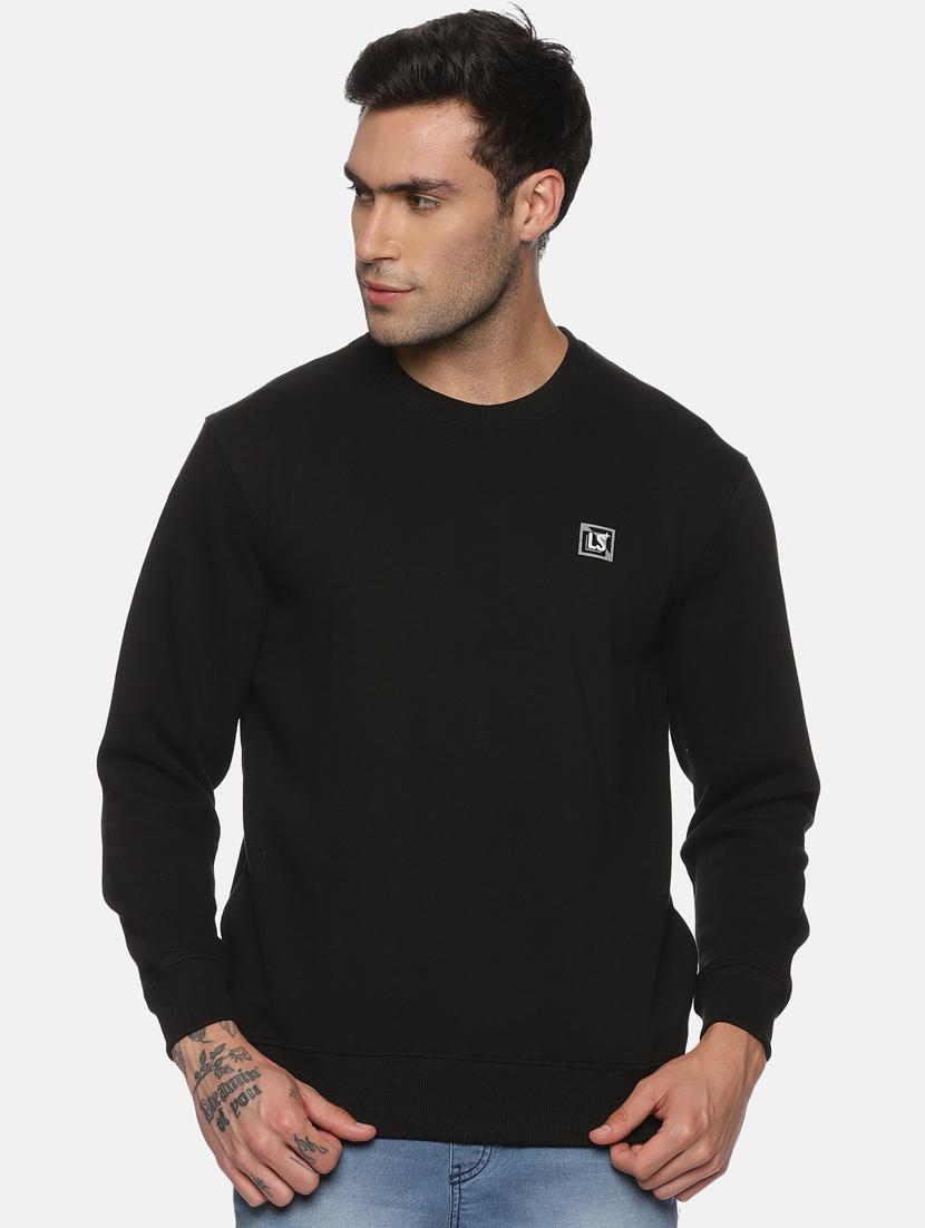 black solid fleece sweatshirt - 20487193 -  Zoom Image - 0