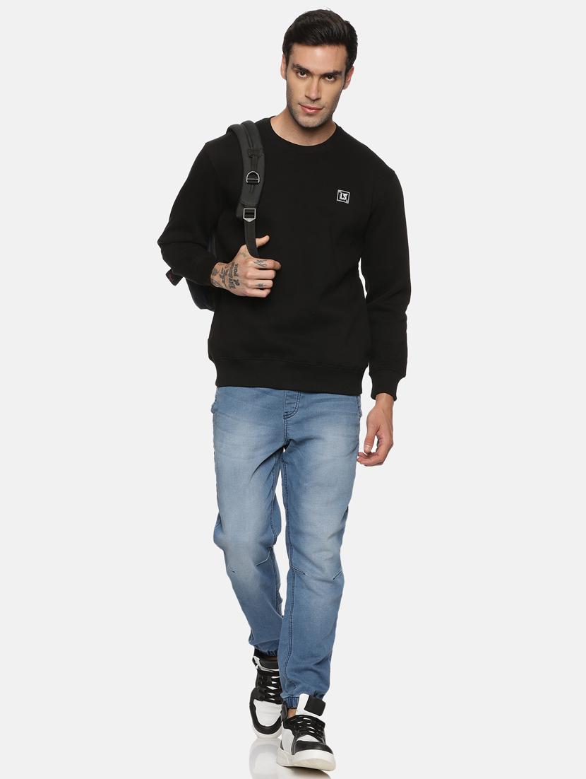 black solid fleece sweatshirt - 20487193 - Standard Image - 3