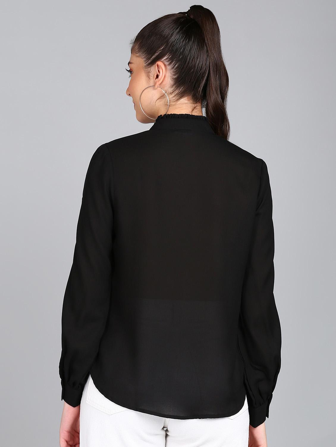 black solid a-line top - 20487207 - Standard Image - 3