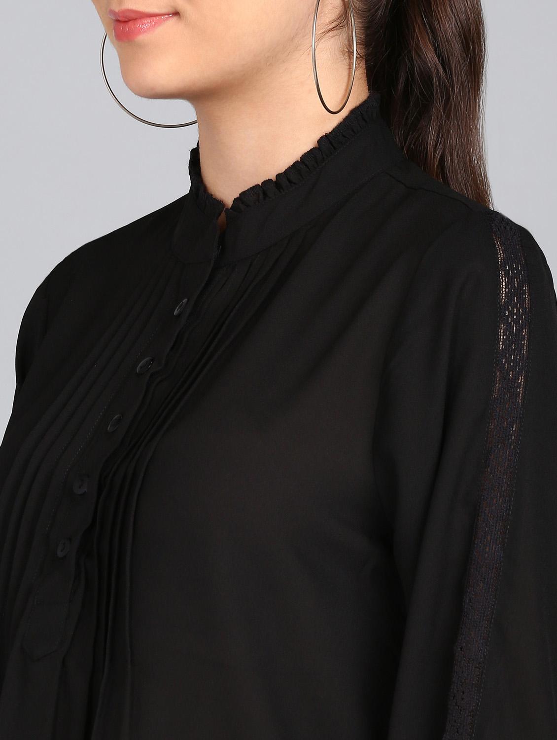 black solid a-line top - 20487207 - Standard Image - 5