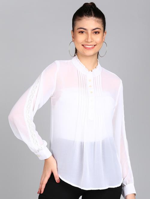 white solid a-line top - 20487208 - Standard Image - 0