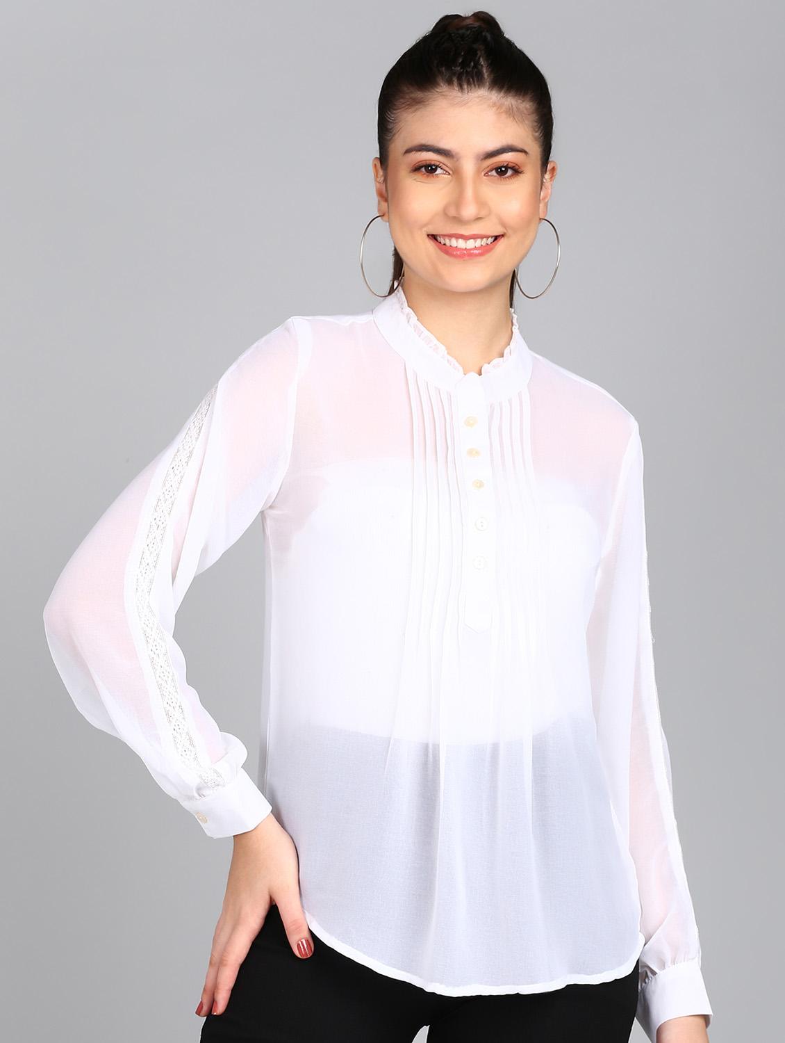 white solid a-line top - 20487208 - Zoom Image - 0