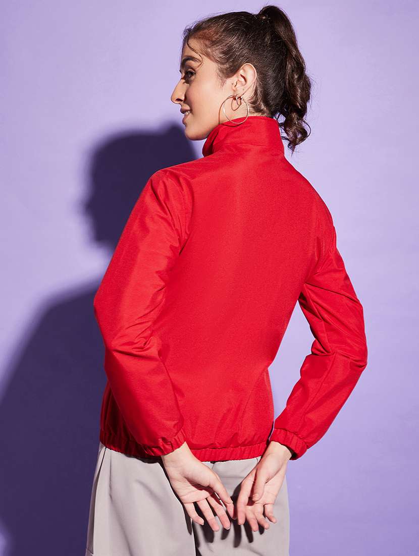 women red polyester windcheater jacket - 20487223 -  Standard Image - 3