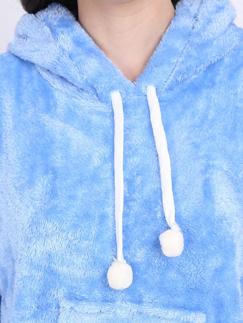 light blue solid hooded co-ord set - 20487532 - Standard Image - 3