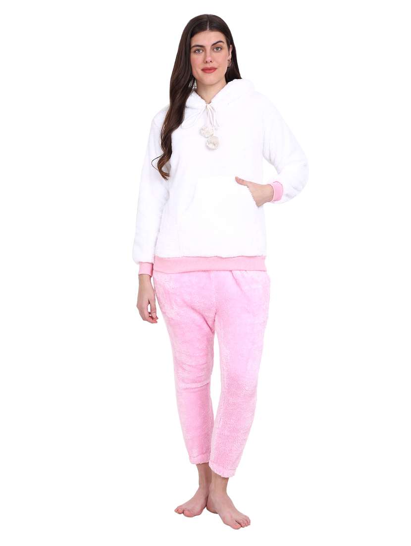 white solid hooded co-ord set - 20487533 - Zoom Image - 0