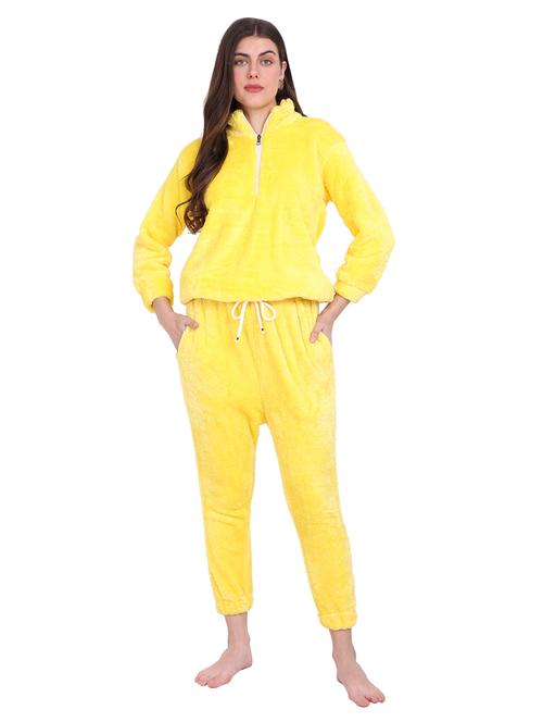 yellow solid fur co-ord set - 20487534 -  Standard Image - 0