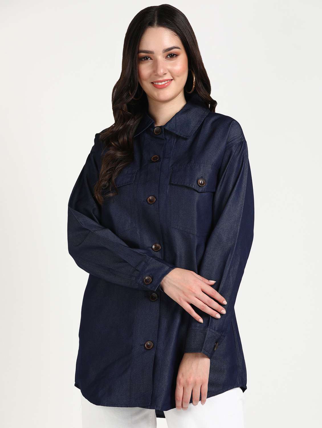 navy blue boxy shirt