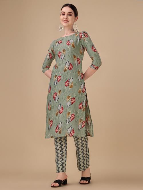 neo mint three quarter sleeve kurta pant set - 20487766 - Standard Image - 0