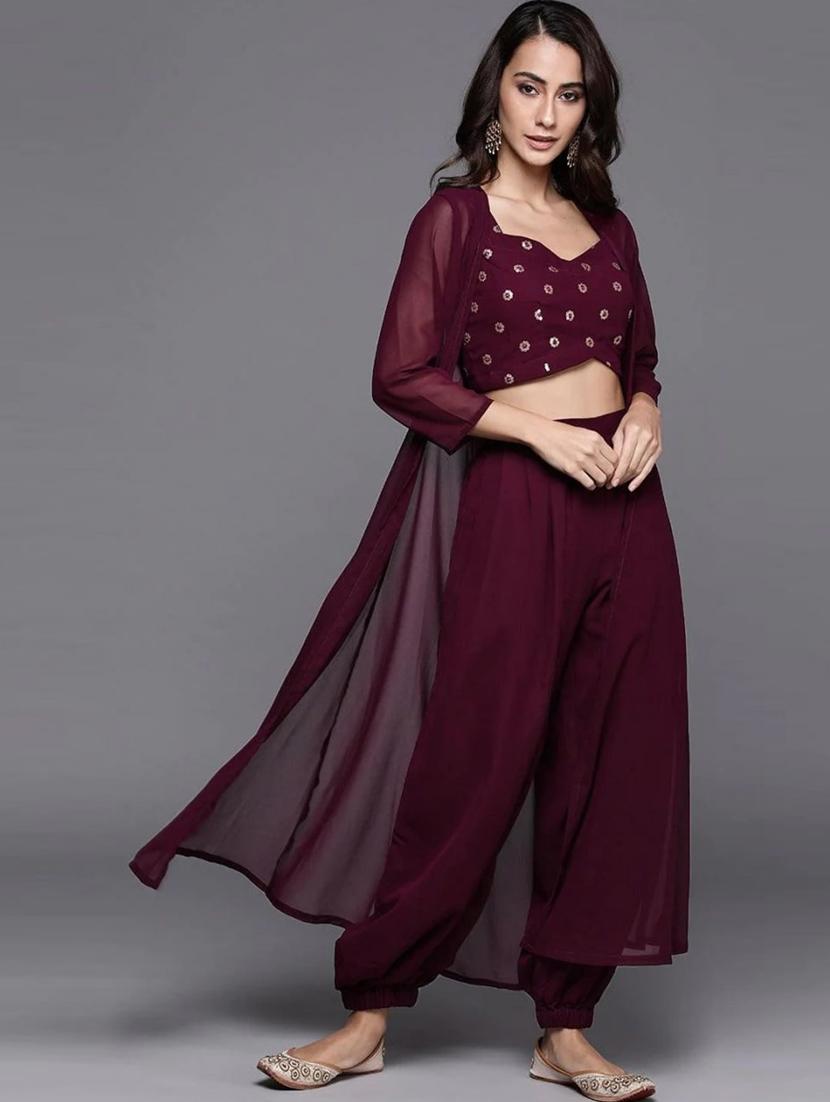 burgundy solid with work fusion set - 20487792 -  Zoom Image - 0