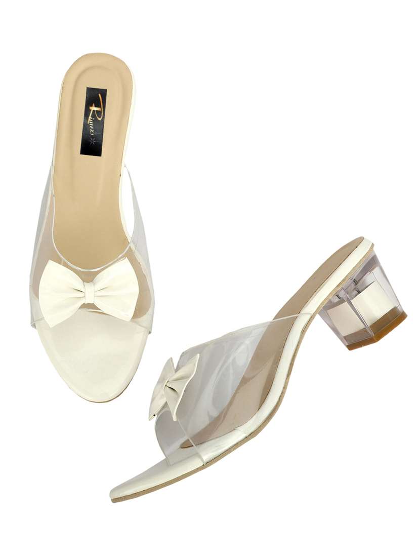 white leatherette slip on sandals - 20488153 -  Standard Image - 3