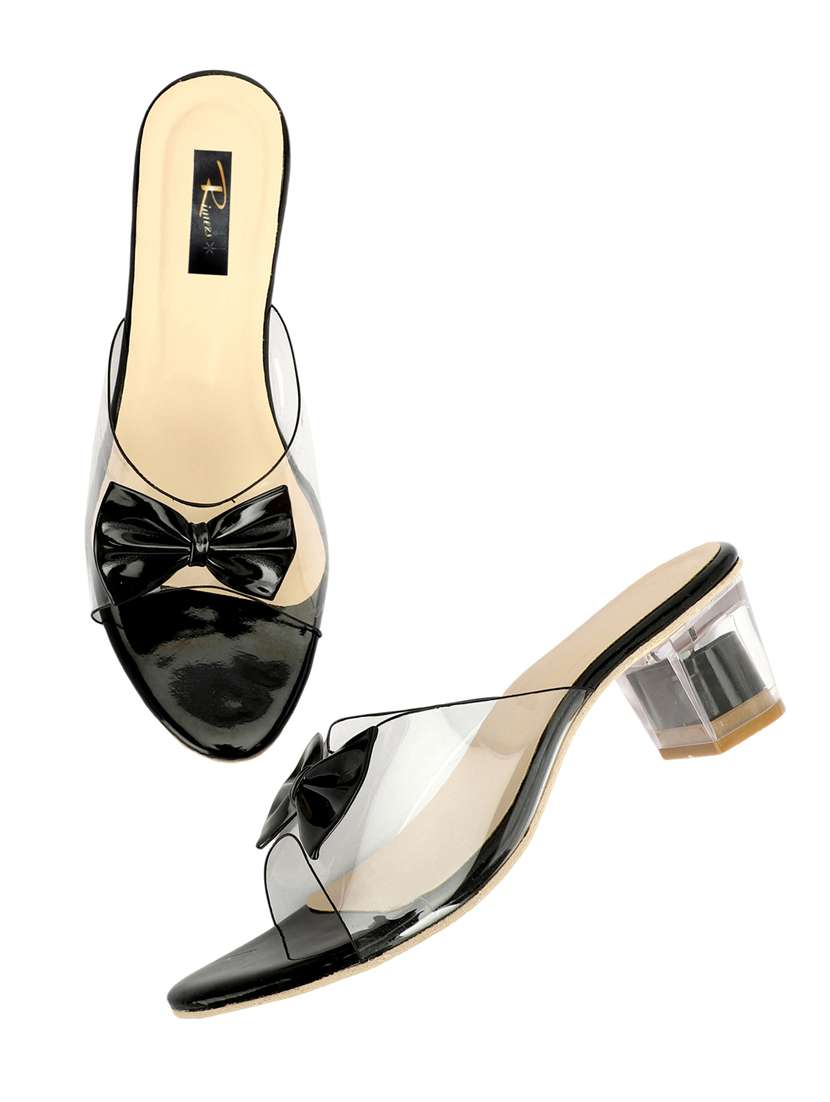 women embellished black slip on block heel sandal - 20488155 -  Standard Image - 3