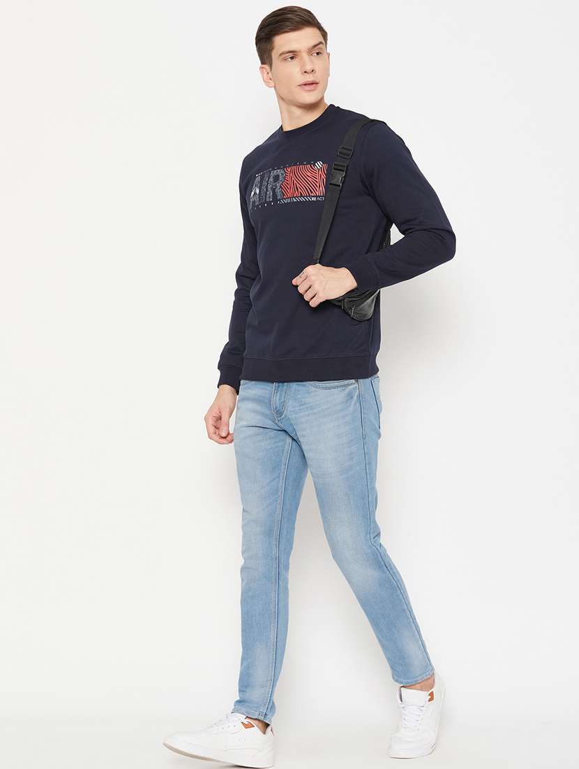 navy blue chest print regular sweatshirt - 20488528 -  Standard Image - 3