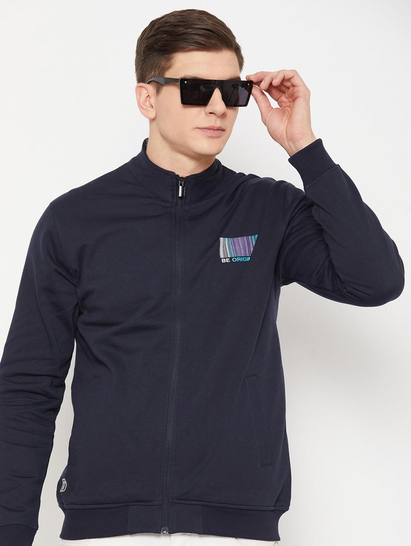 navy blue placement print regular sweatshirt - 20488540 - Zoom Image - 0