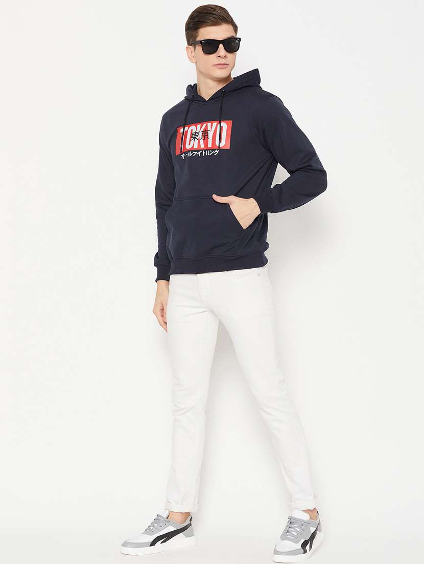 navy blue chest print regular sweatshirt - 20488568 -  Standard Image - 3