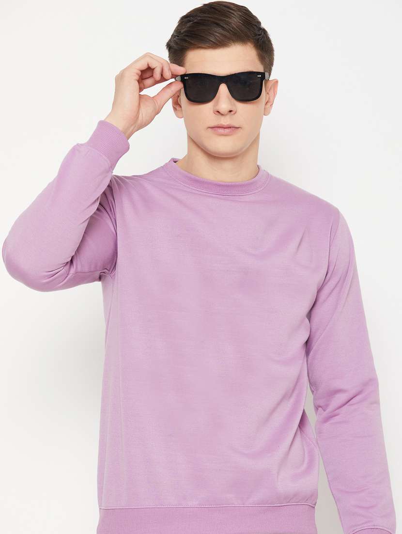 lavender solid crew neck regular sweatshirt - 20488580 - Zoom Image - 0
