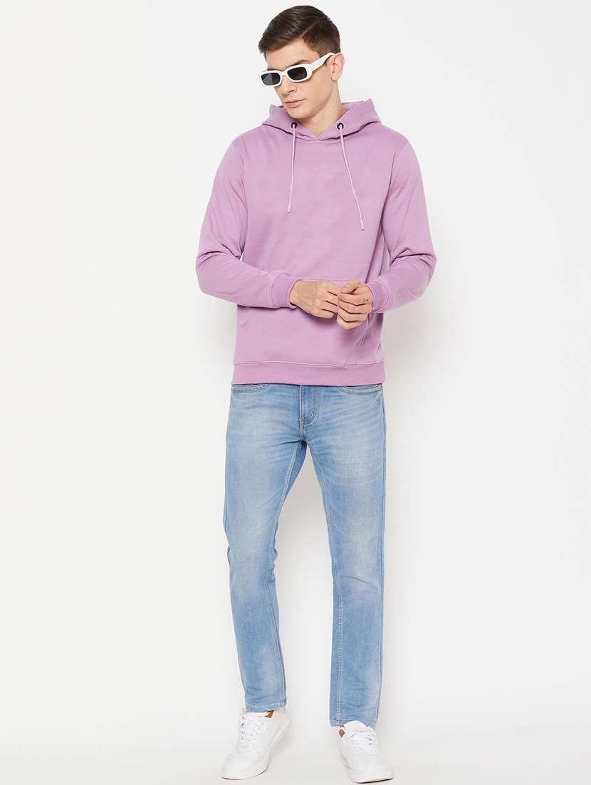 lavender solid hooded neck regular sweatshirt - 20488587 - Standard Image - 3