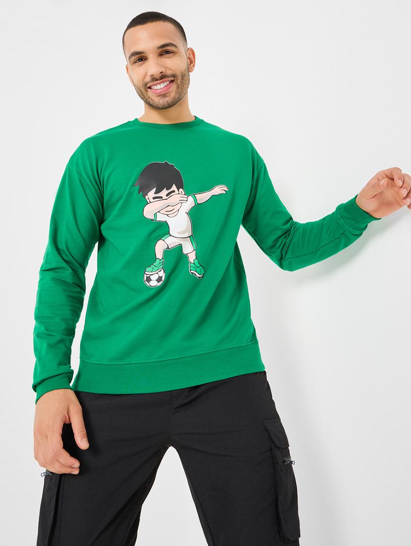 men front print long sleeves sweatshirt - 20489431 -  Zoom Image - 0