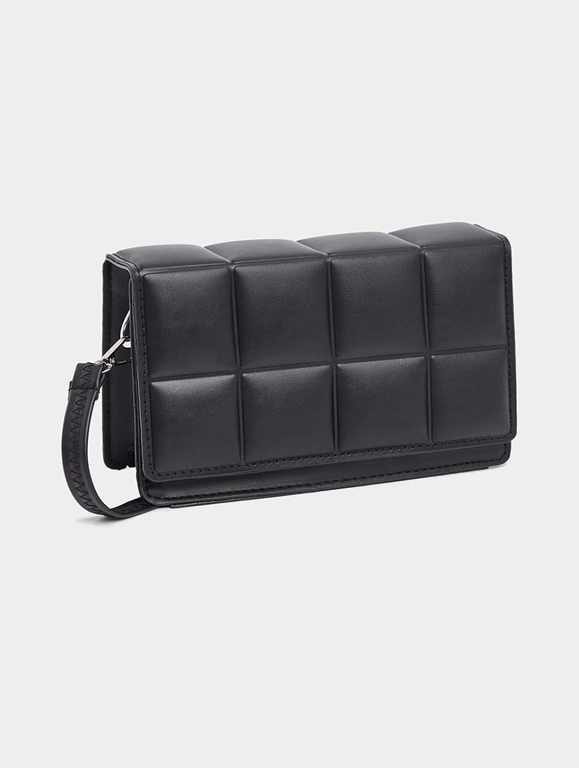 black leatherette textured sling bag - 20489844 -  Zoom Image - 0