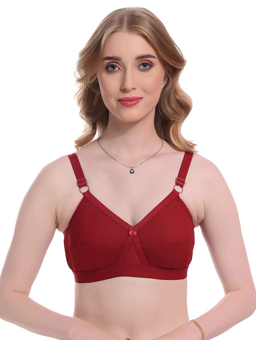women maroon cotton regular bra