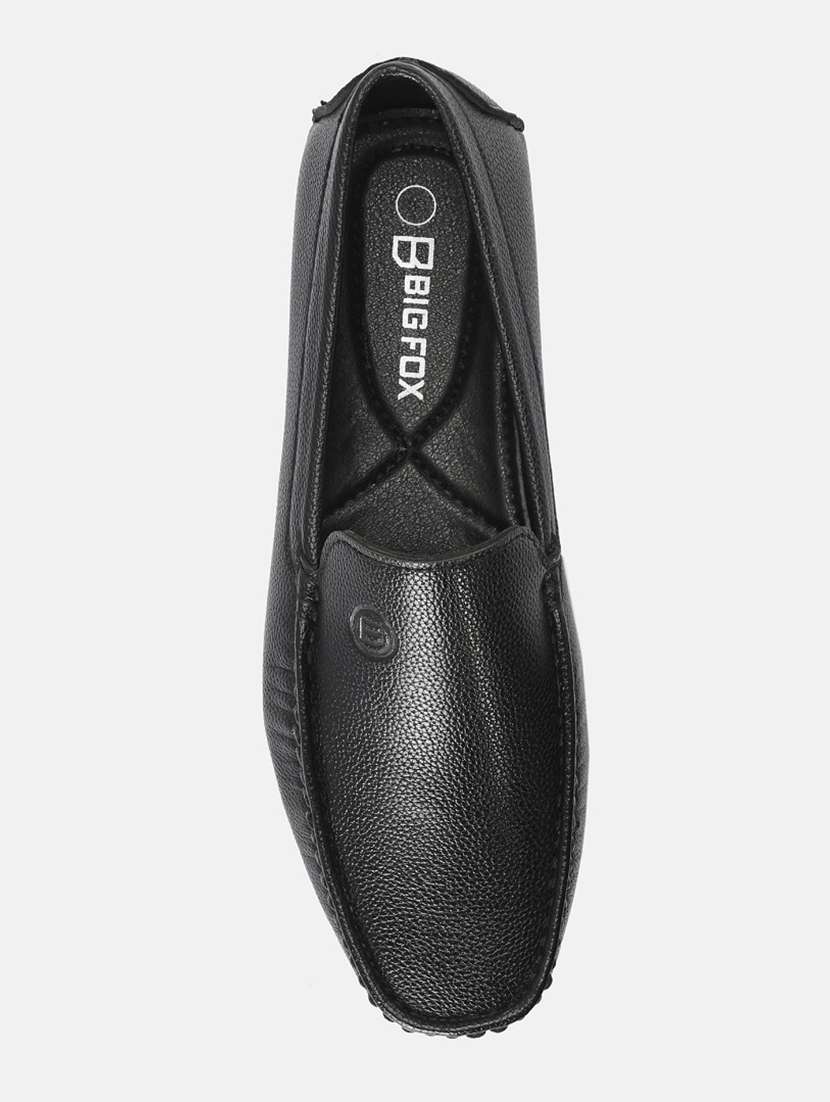 men solid black slip on moccasin - 20491658 - Standard Image - 3