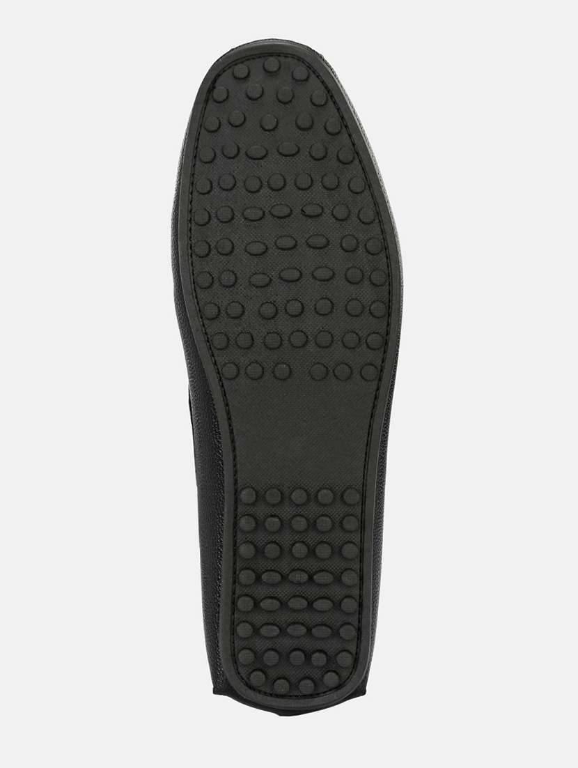 men solid black slip on moccasin - 20491658 - Standard Image - 5