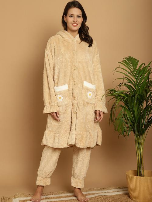 women fur long sleeve pyjama nightwear set - 20492448 - Standard Image - 0