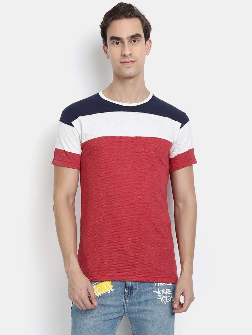 red color block regular t-shirt