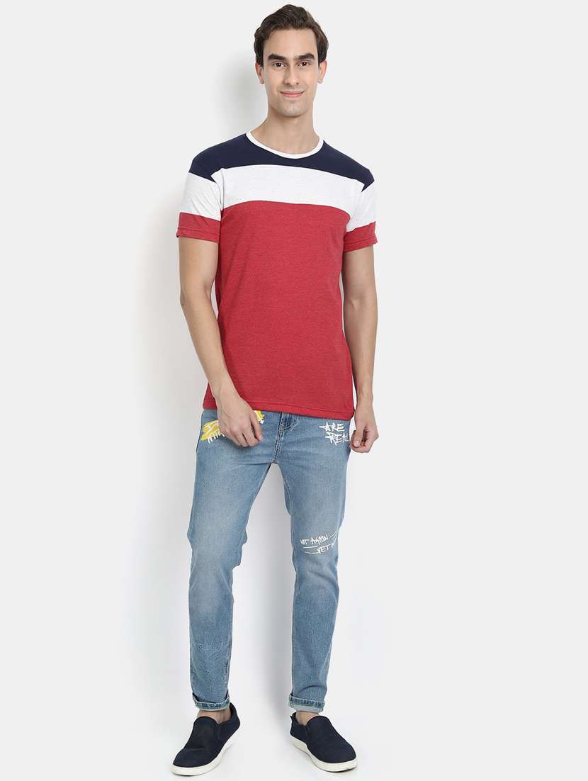 red color block regular t-shirt - 20492762 -  Standard Image - 3
