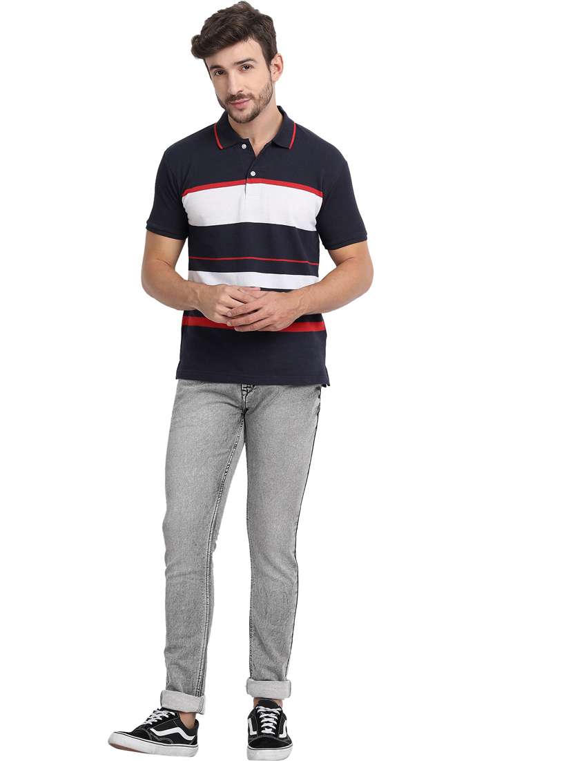 black color block polo t-shirt - 20492768 -  Standard Image - 3