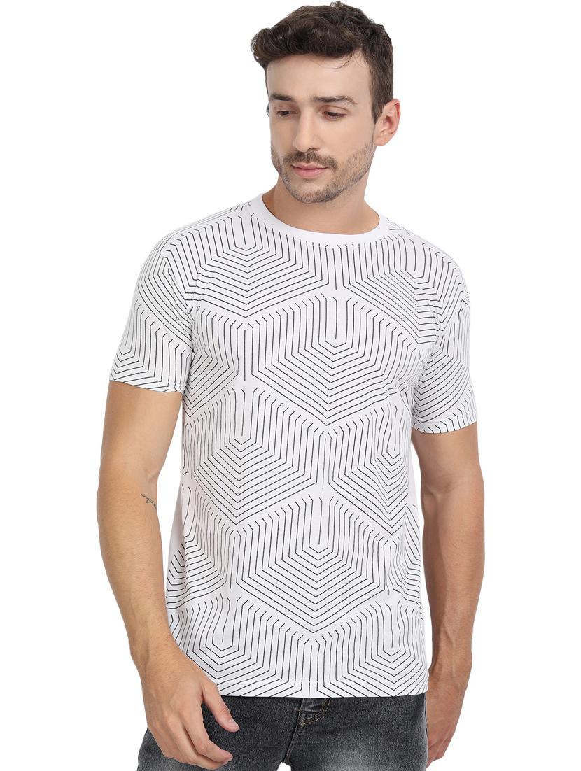 white geometric front print t-shirt - 20492784 - Zoom Image - 0