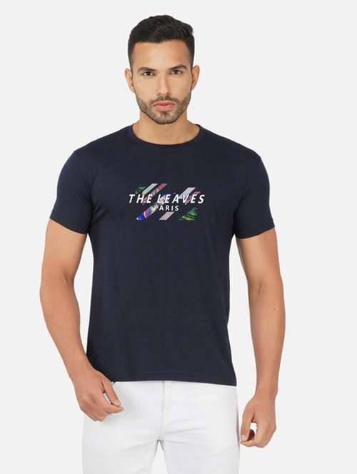 navy blue graphic print chest print t-shirt  - 20492786 -  Standard Image - 0