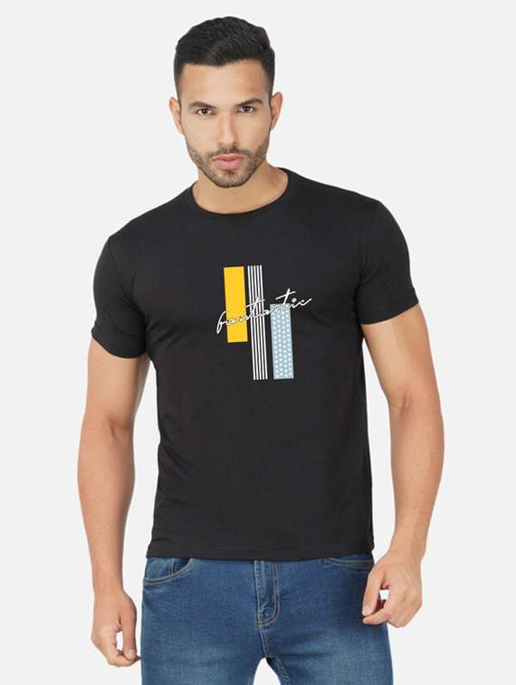 black graphic chest print t-shirt